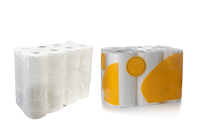 Bobina plástica para fardos de papel higiênico